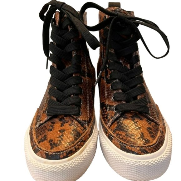 Rag & Bone Snake-Embossed High-Top Leather Sneakers - 38/8 - Picture 2 of 14